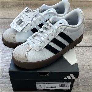 Adidas Kids VL Court White and Black Sneakers
